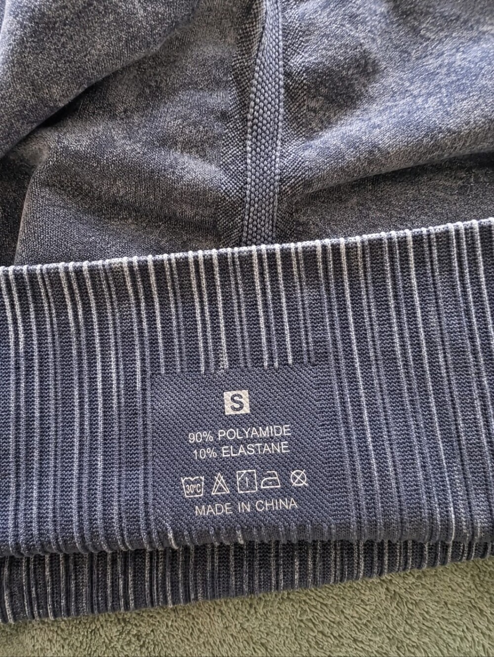 Blue Gray Ribbed Leggings - Picture 3 of 3